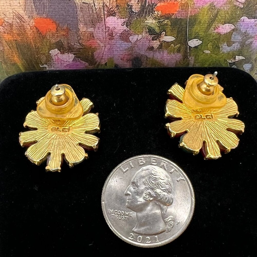 Liz Claiborne Mughal Acrylic Cabochone Earrings - Picture 4 of 4